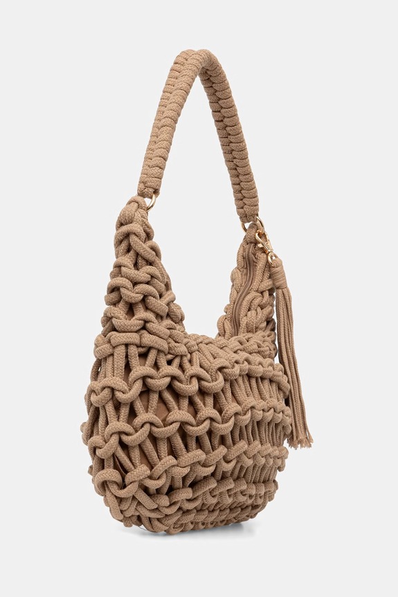 Answear.LAB τσάντα hobo γυναικεία βαμβακερή KKC080-50.hak καφέ WS26