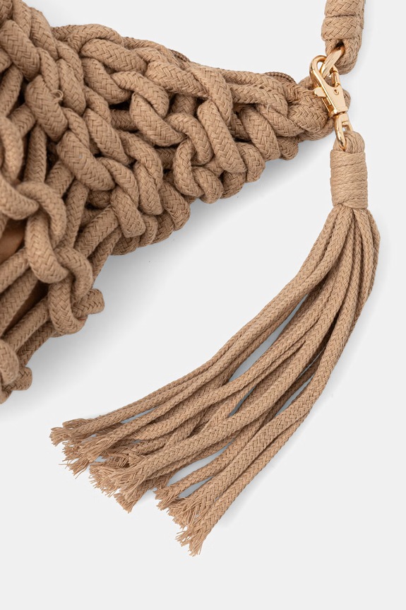 Answear.LAB τσάντα hobo γυναικεία βαμβακερή καφέ KKC080-50.hak