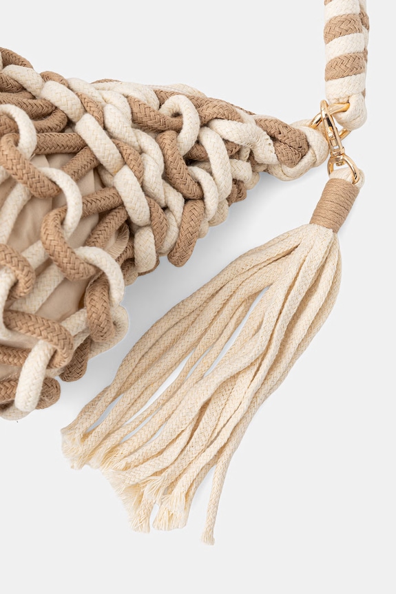 Answear.LAB τσάντα hobo γυναικεία βαμβακερή καφέ KKC080-50.hak