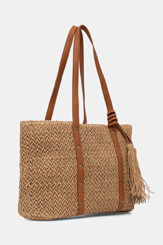 Answear.LAB torebka shopper damska pleciona MXZQ2501270950 brązowy WS26