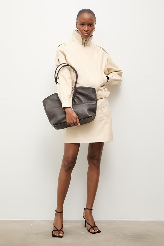 Answear.LAB geantă shopper de damă din piele uni maro A00053.isr