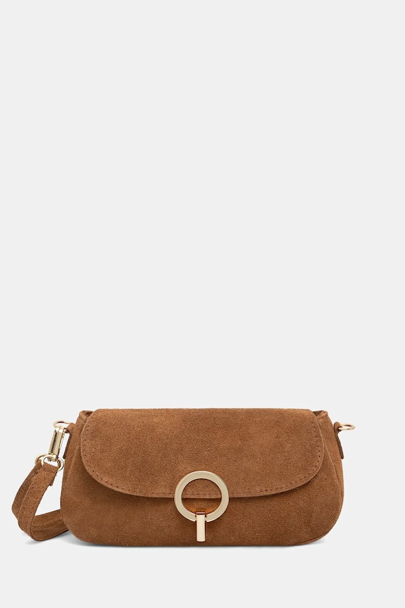 Τσάντα σουέτ Answear.LAB δέρμα σαμουά καφέ 1368.hak