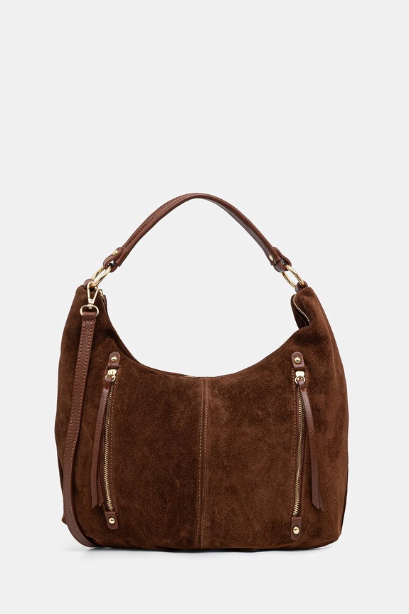 Τσάντα σουέτ Answear.LAB λείο δέρμα καφέ c00077.ISR