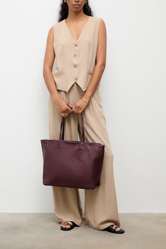 Answear.LAB torebka shopper damska skórzana bordowy 755.podszewka.hak