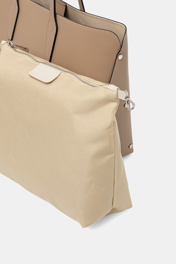 Answear.LAB torebka shopper damska skórzana beżowy SR46DL.PSR