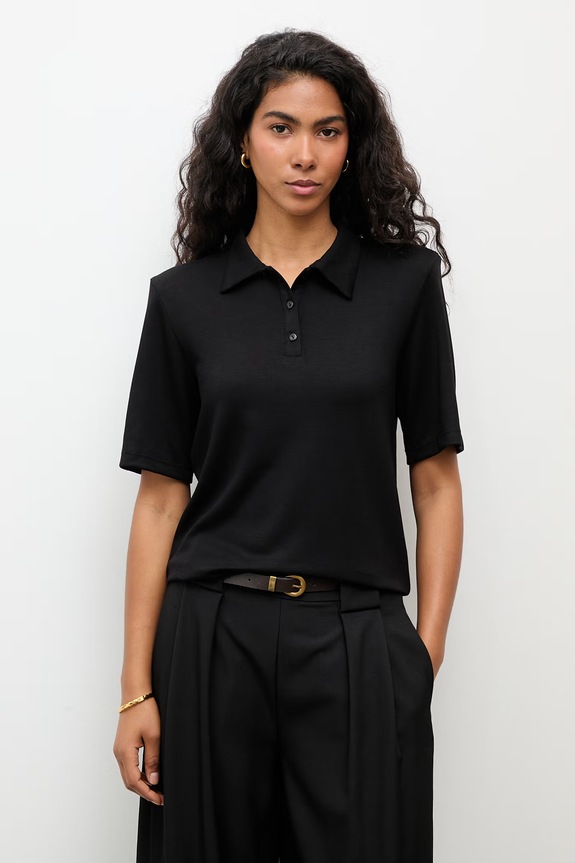 Answear.LAB polo damskie z wiskozą czarny 71824.tok