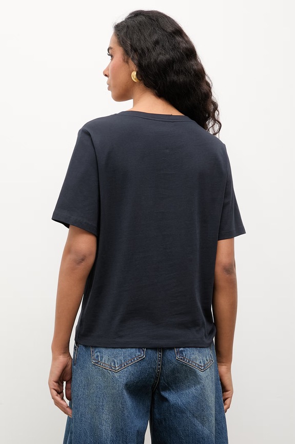 Ρούχα Answear.LAB Βασικό T-shirt γυναικείο βαμβακερό WS26-TSD018 σκούρο μπλε