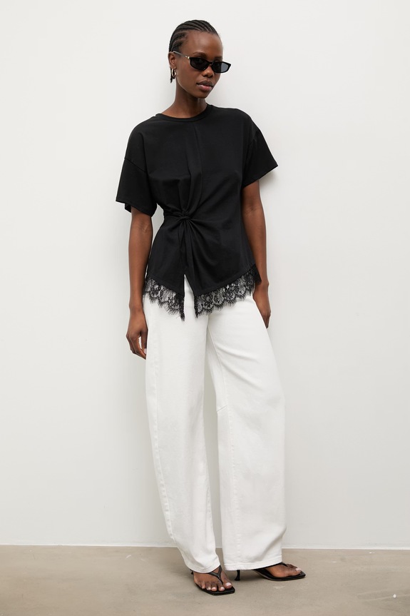 Answear.LAB kratka majica ženska z bombažem črna 95002.iak