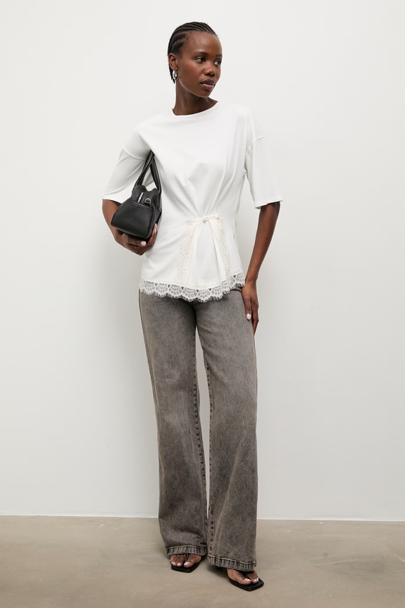 Answear.LAB kratka majica ženska bombažna z elastanom 56227.iak bela WS26