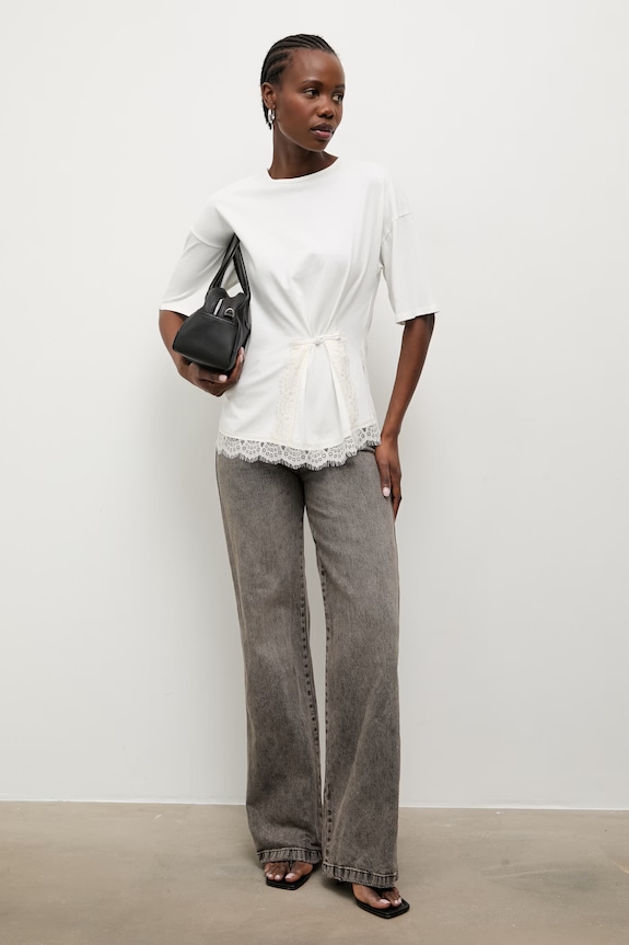 Answear.LAB kratka majica ženska bombažna z elastanom 56227.iak bela WS26