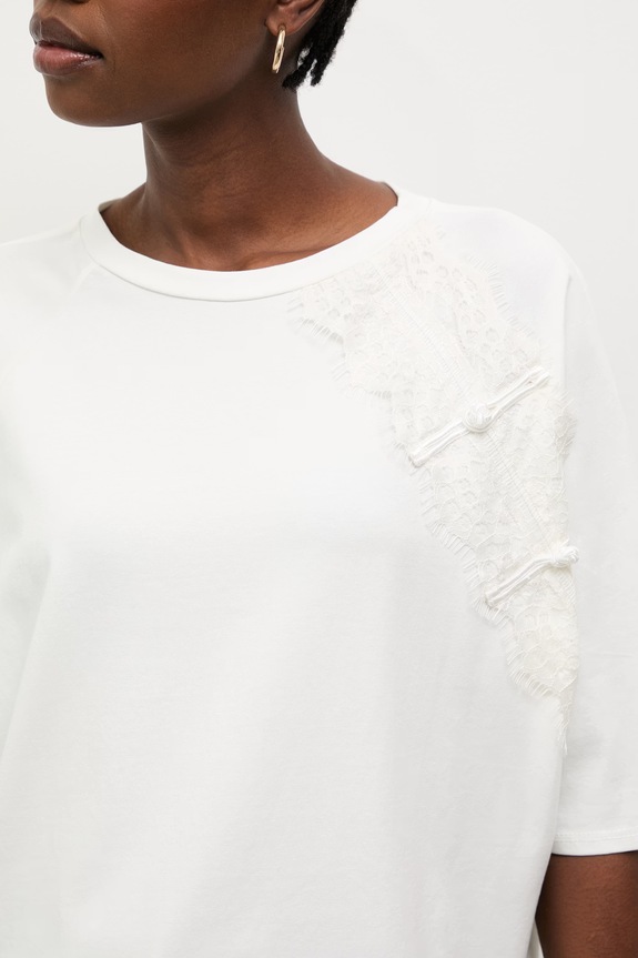 Answear.LAB kratka majica ženska bombažna z elastanom 56226.iak bela