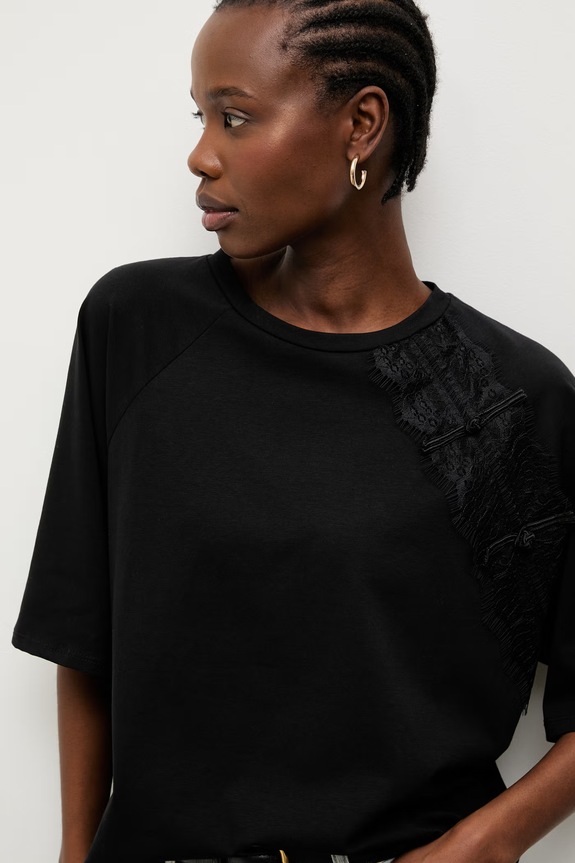 Answear.LAB kratka majica ženska bombažna z elastanom črna 56226.iak