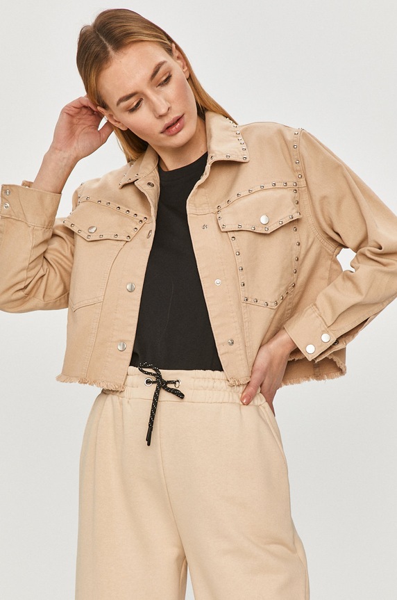 Answear Lab - Kurtka jeansowa C6474.DA beżowy WW21