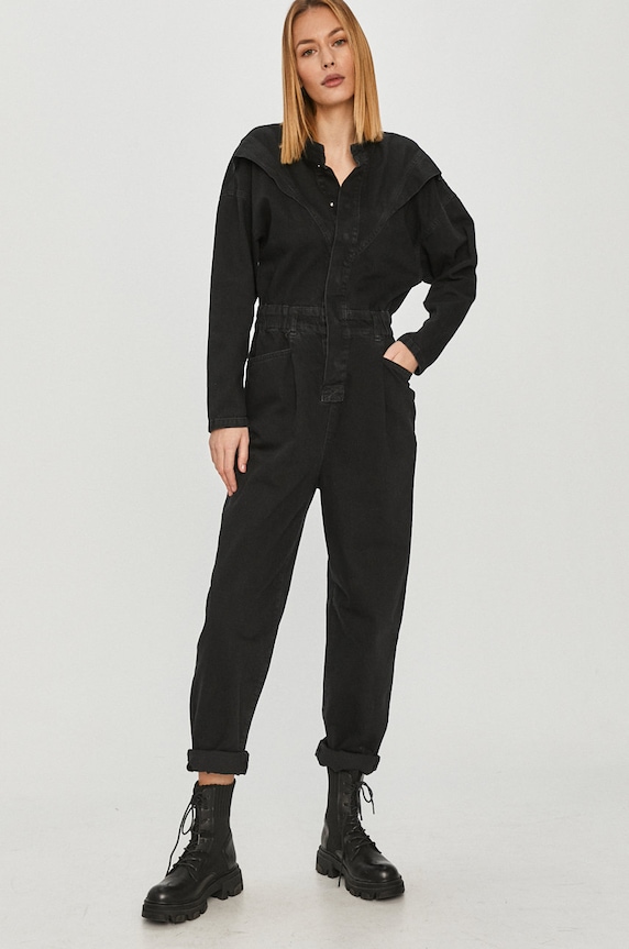 Answear Lab - Salopeta jeans PA4195.DA negru WW21