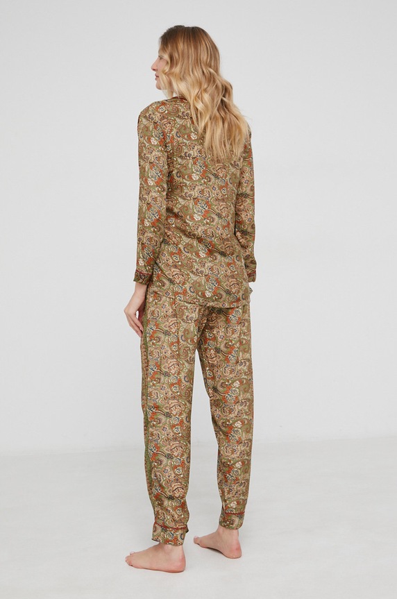 Answear Lab Pijamale de mătase verde no.5.KR