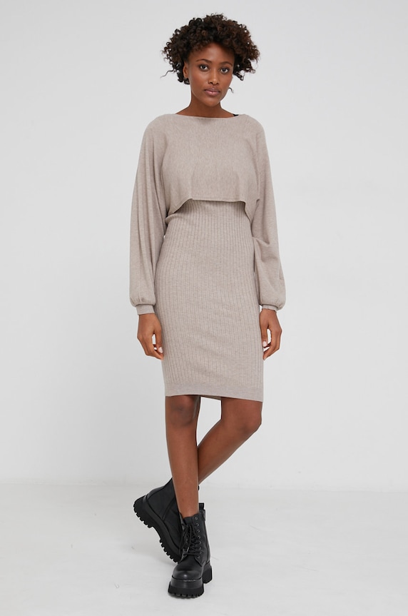 Answear Lab Sukienka i sweter JK83901AB.5KR beżowy WW22