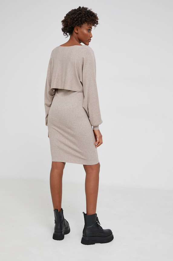 Answear Lab Sukienka i sweter beżowy JK83901AB.5KR