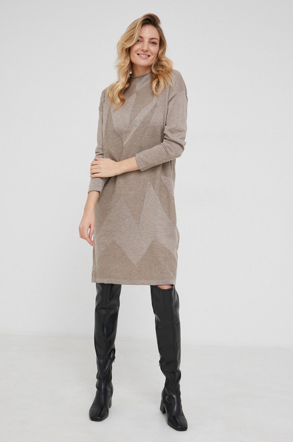 Answear Lab Sukienka z wełną casual beżowy 90185.1KR