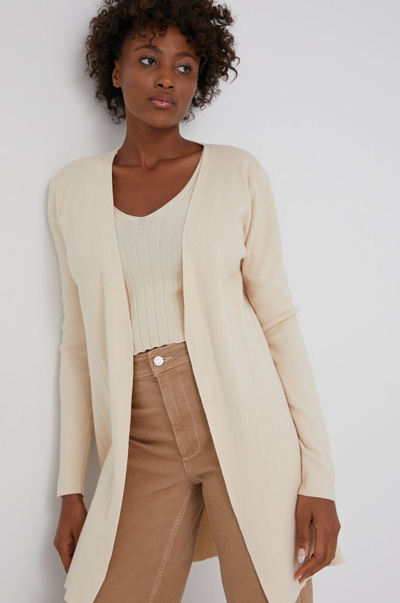 Answear Lab - Kardigan z topem cienka beżowy ZM1082.1KR