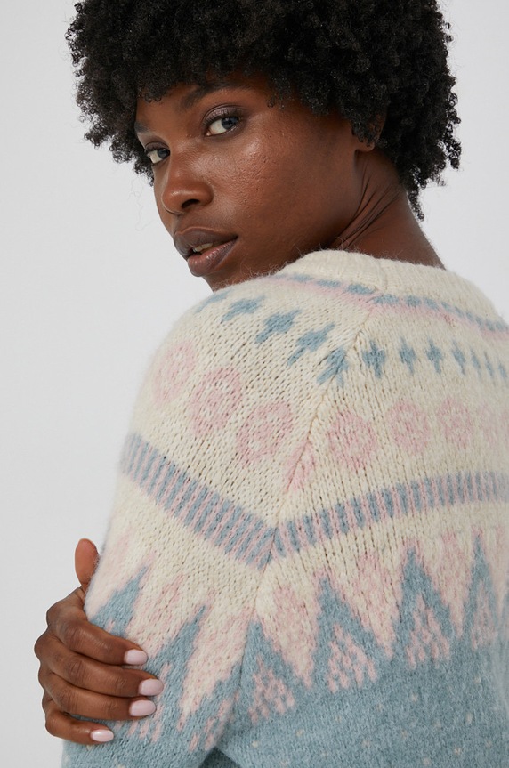 Answear Lab Sweter z domieszką wełny turkusowy Y1093.3KR
