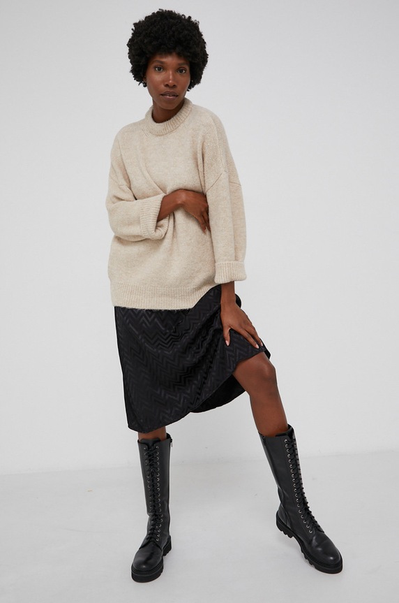 Answear Lab Sweter z domieszką wełny 4517.1KR beżowy WW22