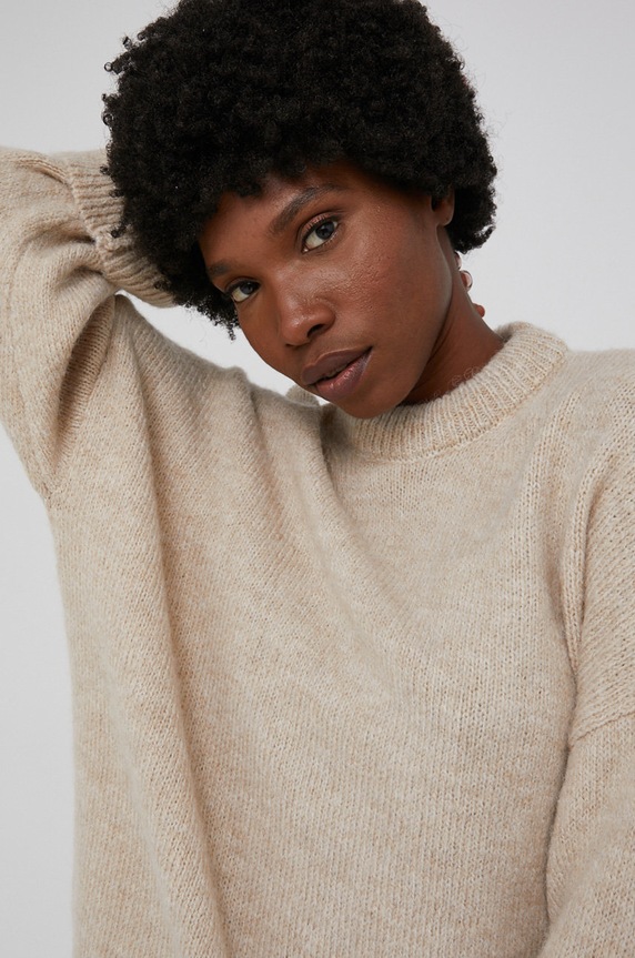 Answear Lab Sweter z domieszką wełny beżowy 4517.1KR
