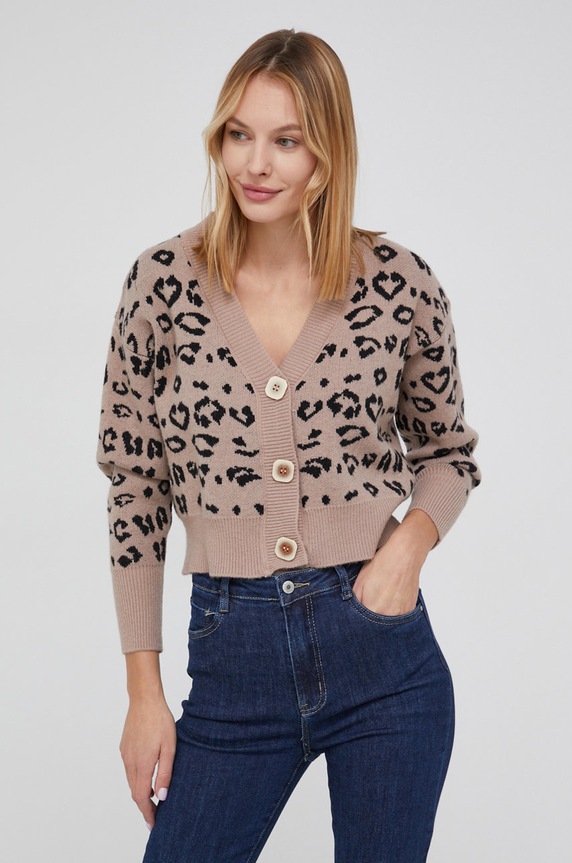 Answear Lab Kardigan z wełną szpic beżowy MT3736.2KR