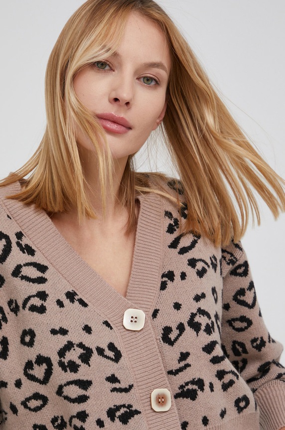 Answear Lab Kardigan z wełną beżowy MT3736.2KR
