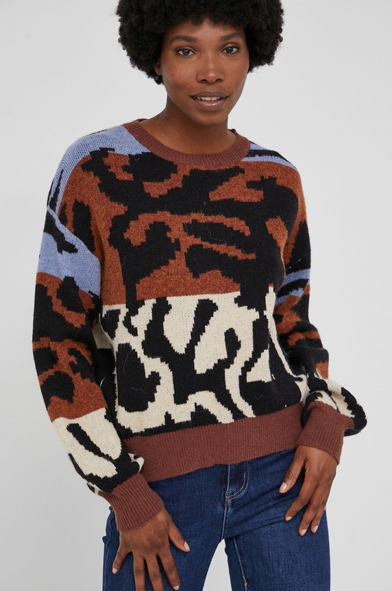 Answear Lab Sweter z wełną M3081.AJ brązowy WW22