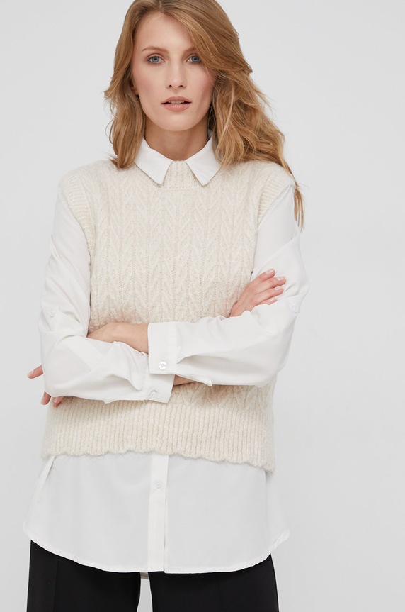 Answear Lab Kamizelka z wełną beżowy 4482.1KR