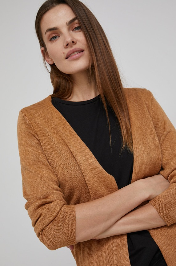 Answear Lab Kardigan z domieszką wełny brązowy 2078.2KR