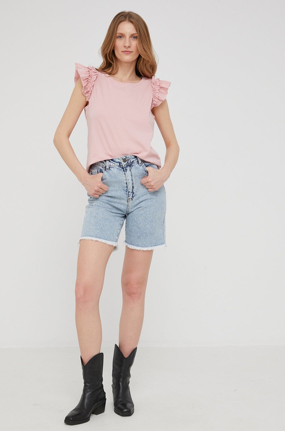 Answear Lab pantaloni scurti jeans bumbac albastru 16799.AA