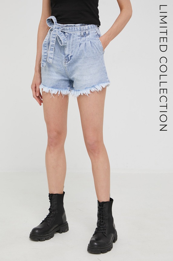 Answear Lab X limited festival collection BE BRAVE pantaloni scurti jeans jeans albastru D60.8.W