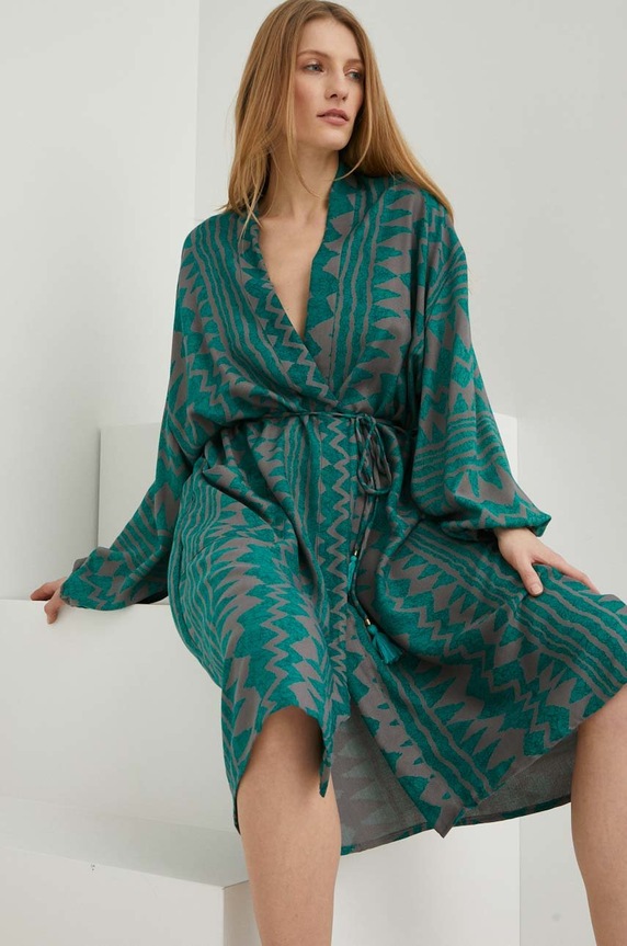 Answear Lab halat cu modele verde PC390.3WK