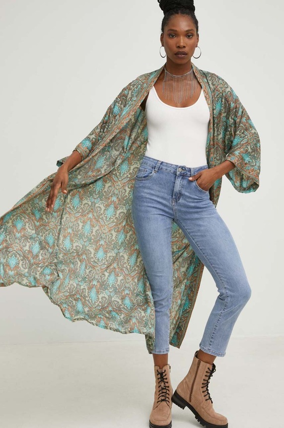 Ruházat Answear Lab selyem kimono SN01.2WK türkiz