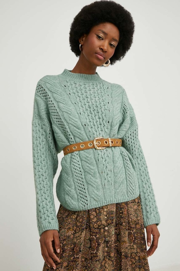 Answear Lab sweter pozostałe turkusowy 3177.js