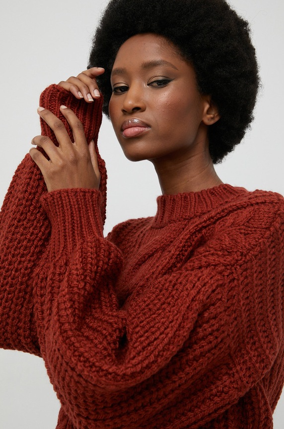 Answear Lab sweter z wełną brązowy 6791.js