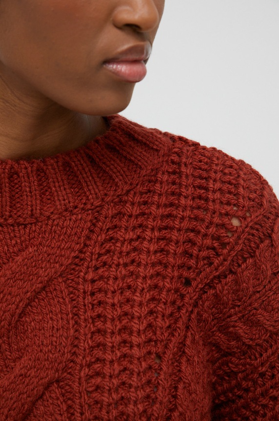 Answear Lab sweter z wełną 6791.js brązowy