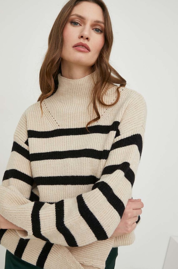 Answear Lab sweter z wełną beżowy 38146.js