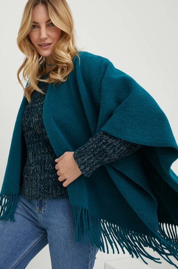 Odzież Answear Lab poncho z wełną 82803.WK zielony