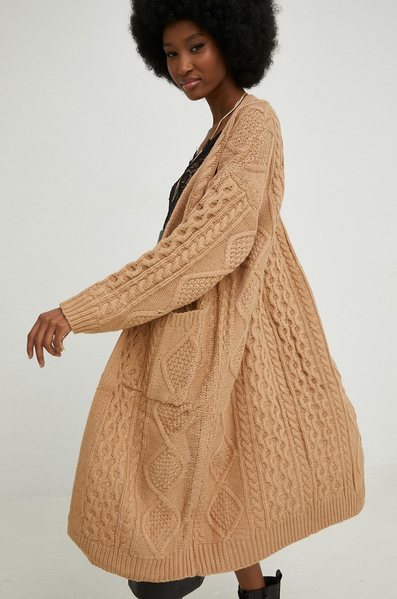 Answear Lab gyapjú kardigán barna cr201.2w