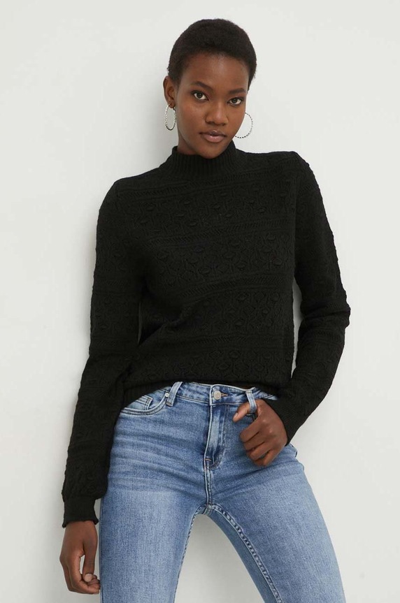 Answear Lab sweter z wełną półgolf czarny 7367.db
