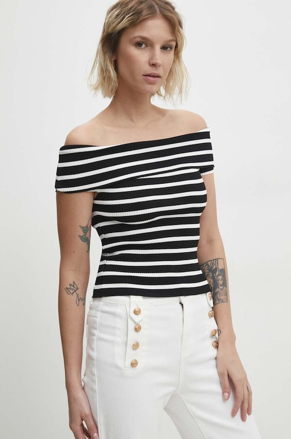 Blúzka Answear.LAB slim čierna 69523PA.1HWK