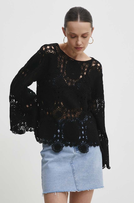 Answear Lab sweter bawełniany bawełna czarny sng.bdd06r.tjs