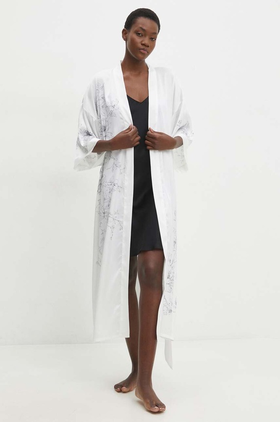 Kućni ogrtač Answear.LAB tkanina bijela 1201159.cdb