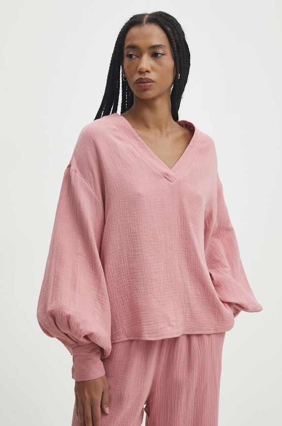 Odzież Answear Lab bluzka i spodnie bawełniane 8873a.fh różowy