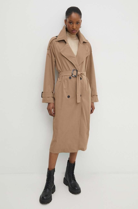 Answear Lab trencz bawełniany nieocieplane brązowy 11092.IWK