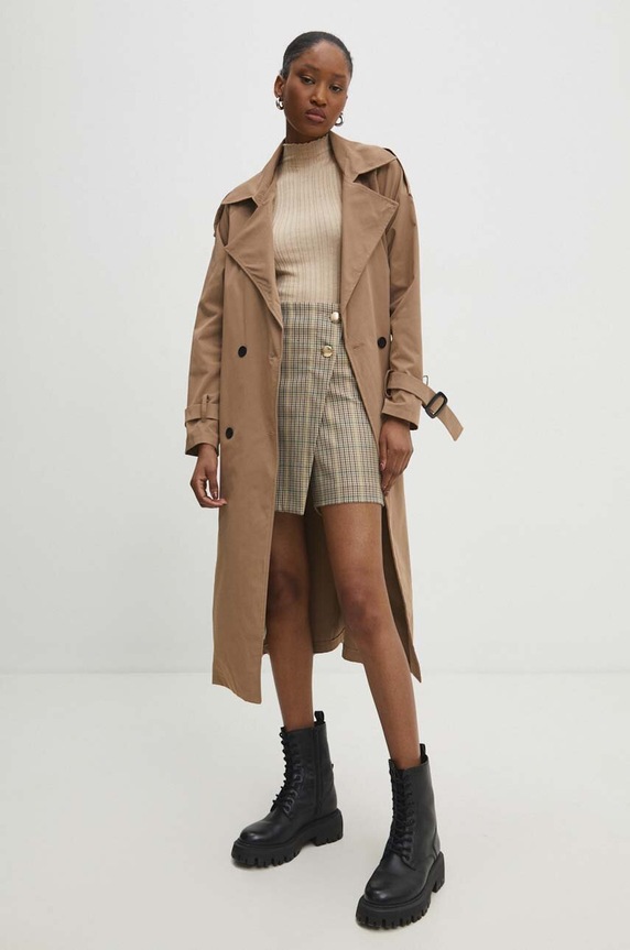 Answear Lab trencz bawełniany 11092.IWK brązowy WW24