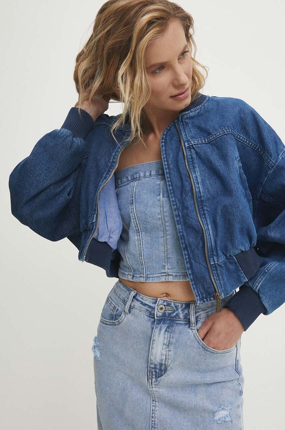 Τζιν μπουφάν bomber Answear.LAB μπλε 23538.TJS