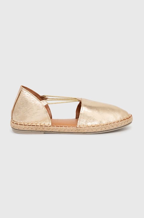 Answear Lab espadryle skórzane płaski złoty 10153/Carla.HWK